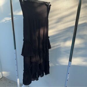 Black Tiered Ruffle Maxi Skirt Size Medium